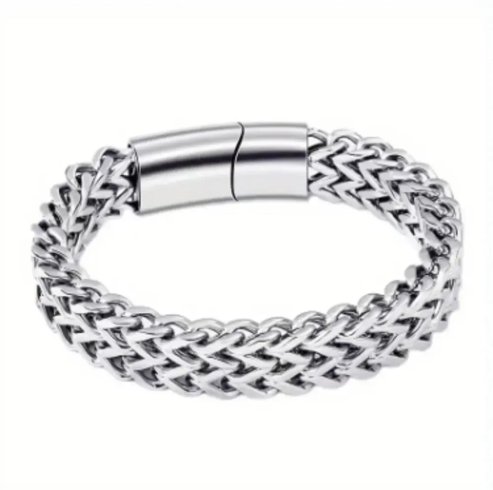 Copied - Mens Titanium Steel Stainless Double-layer Snake Bone Bracelet 8 in